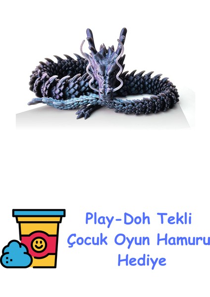 Hareketli Ejderha Oyuncak – Fantastik Eklemli Ejderha Figür, Mitolojik Tasarım & Koleksiyonluk Figür, 30 cm + Play-Doh Oyun Hamuru