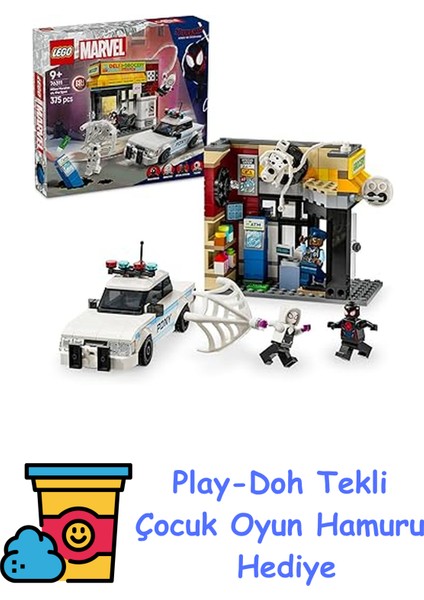 | Marvel Spider-Verse: Miles Morales, Spot'a Karşı 76311-9 Yaş ve Üzeri Çocuklar Için Süper Kahraman Figürü Içeren Oyuncak Yapım Seti, Doğum Günü Hediyesi (375 Pa + Play-Doh Oyun Hamuru