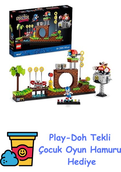 ® Ideas Sonic The Hedgehog Yeşil Tepe Bölgesi 21331 - Yetişkinler Için Nostaljik Yapım Seti (1125 Parça) + Play-Doh Oyun Hamuru