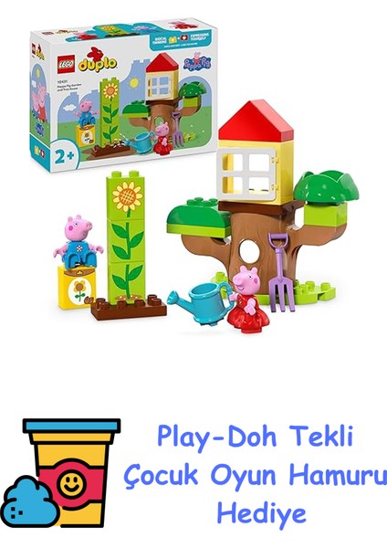 Duplo Peppa Pig Bahçe ve Ağaç Ev 10431-2 Yaş ve Üzeri Çocuklar Için Peppa Pig Minifigürü Içeren Eğitici Oyuncak Yapım Seti (20 Parça) + Play-Doh Oyun Hamuru