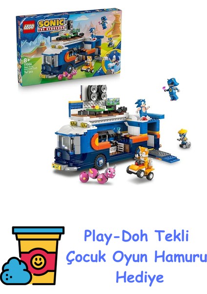 Sonic Takımı Komuta Kamyonu 77006 – 8 Yaş ve Üzeri Erkek ve Kız Çocuklar Için Yaratıcı Hikaye ve Rol Oyunu Sunan Sonic Video Oyuncak Yapım Seti, Koleksiyonluk Mod + Play-Doh Oyun Hamuru