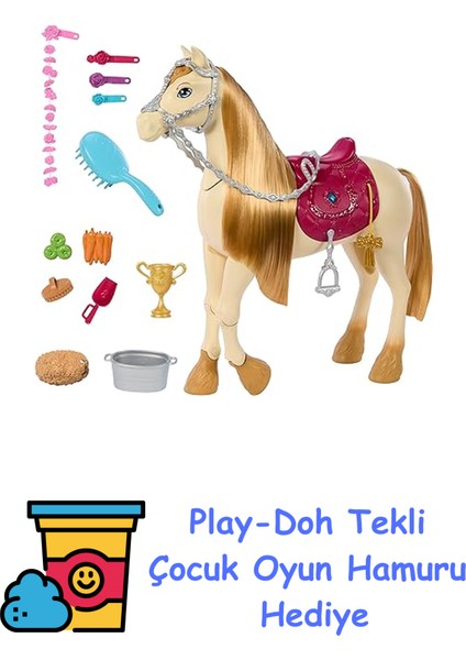 ve Dansçı Atı Barbie Gizemleri, Büyük At Kovalamacası ; Sesler, Müzikler ve Aksesuarlara Sahip Etkileşimli Oyuncak At HXJ42 + Play-Doh Oyun Hamuru