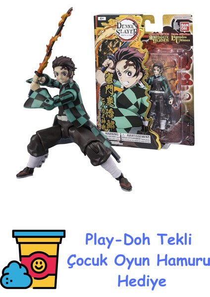 , 13 cm Demon Slayer Tanjiro Hinokami Kagura Figür - Ultimate Legends Hd Serisi, Ultimate Legends Hd + Play-Doh Oyun Hamuru