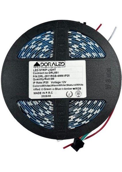 WS2811 6mm Ince Pcb Argb Adreslenebilir Pixel Şerit LED IP20 5m 60LED Magic LED