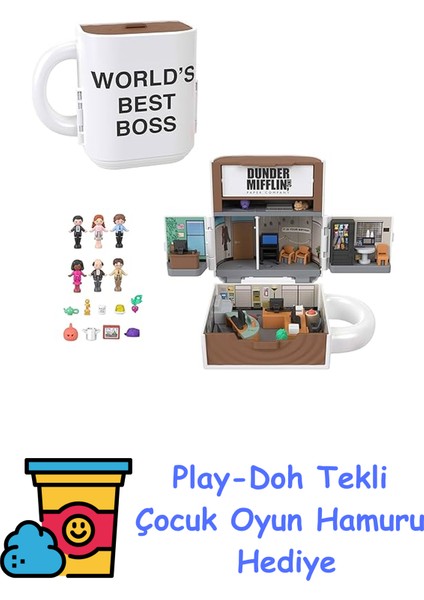 ve The Office Mini Oyun Seti, 6 Karakter Figürü ve 9 Aksesuar, Koleksiyona Uygun Partnership Oyuncağı, Kupa Bardak Şeklinde, JCC19 + Play-Doh Oyun Hamuru
