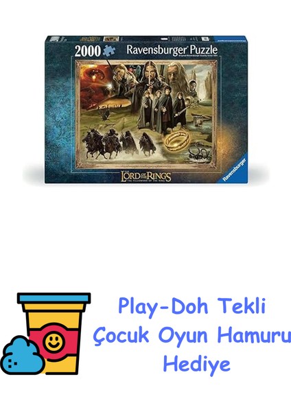 169276 2000 Parçalı Puzzle Lotr Yüzük Kardeşliği, Renkli + Play-Doh Oyun Hamuru