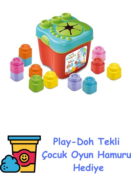 17807 Soft Clemmy - Yumuşak Blok Kovası - 15 Parça 6-36 Ay + Play-Doh Oyun Hamuru
