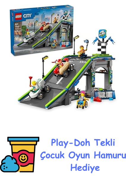 City Senin Kuralların: Yarış Arabası Rampa Parçası 60460-6 Yaş ve Üzeri Çocuklar Için Sürücü Minifigürü Içeren Yaratıcı Oyuncak Yapım Seti, Doğum Günü Hediyesi (4 + Play-Doh Oyun Hamuru