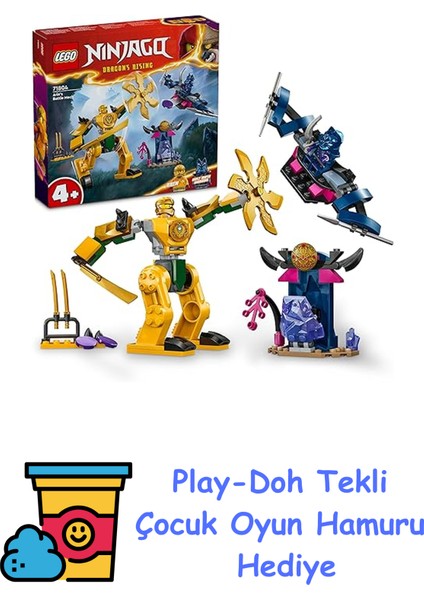 Nınjago Arin’in Savaş Robotu 71804-4 Yaş ve Üzeri Çocuklar Için Arin Minifigürü Içeren Yaratıcı Oyuncak Yapım Seti 71804 (104 Parça) + Play-Doh Oyun Hamuru