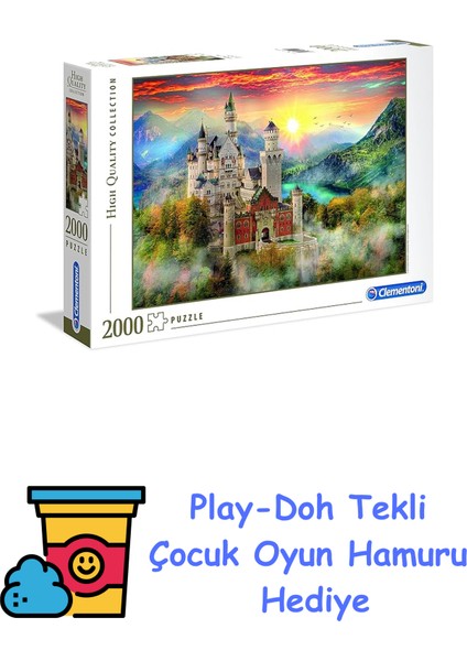 - 2000 Parça Yetişkin Puzzle - Neuschwanstein - 32559 + Play-Doh Oyun Hamuru