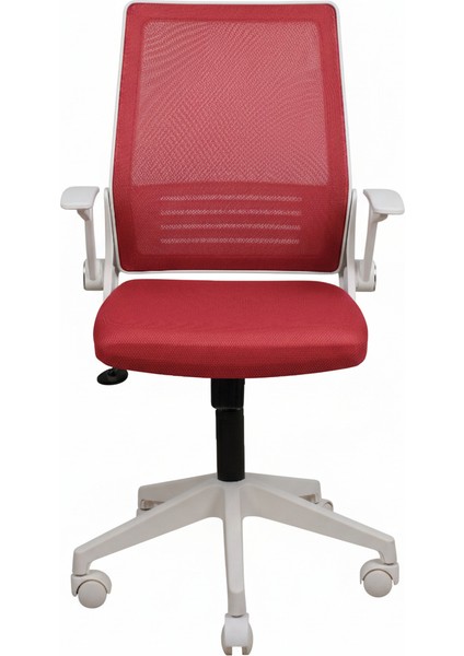 Katlanır Kollu Çalışma Sandalyesi Montajlı | Ofis ve Bilgisayar Koltuğu | Beyaz Kol Kırmızı Kumaş fiyatları