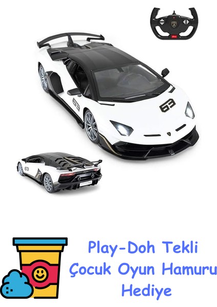 Sunman R/c Araba 1/14 Lamborghini Aventador Svj F/f Işıklı 24GHZ + Play-Doh Oyun Hamuru