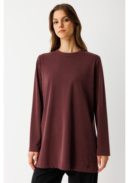 Tencel Kumaş Uzun Kollu Tshirt Bordo fiyatları