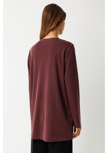 Tencel Kumaş Uzun Kollu Tshirt Bordo fırsatları