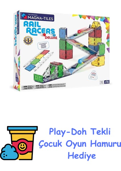 Magnatıles Rail Racers Deluxe 90 Parça + Play-Doh Oyun Hamuru