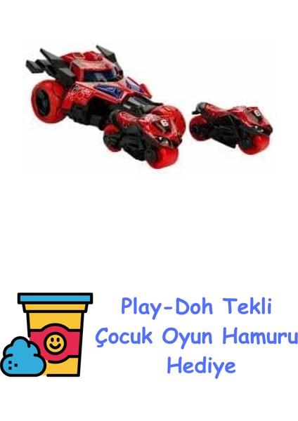 Motosiklet Fırlatıcılı Sesli ve Işıklı Araba - Kırmızı + Play-Doh Oyun Hamuru