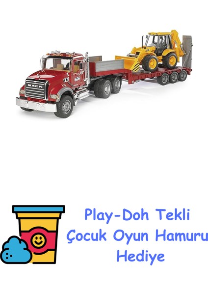 - Mack Granite Jcb Taşıyan Tır Ölçekli Model + Play-Doh Oyun Hamuru