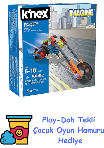 17008 Motorcycle Yapım Seti, 61 Parça + Play-Doh Oyun Hamuru