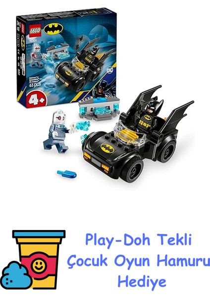 Dc Batman: Batman ve Batmobile, Mr. Freeze’e Karşı 76301-4 Yaş ve Üzeri Süper Kahraman Seven Çocuklar Için Oyuncak Yapım Seti, Doğum Günü Hediyesi (63 Parça) + Play-Doh Oyun Hamuru