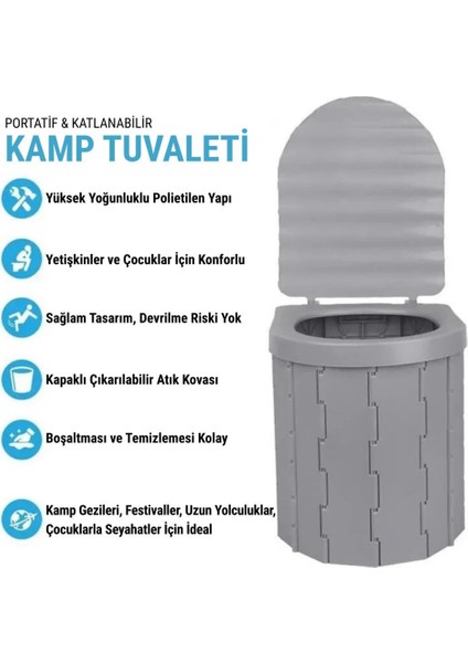 Katlanabilir Portatif Kamp Tuvaleti - Madfox Bi-Pot - Gri - 547218 fiyatları
