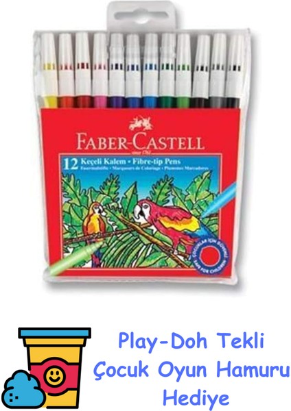 Keçeli Kalem 12 Renk, Parlak Renkler, Su Bazlı Yıkanabilir Mürekkep, Çocuklar Için Güvenli + Play-Doh Oyun Hamuru