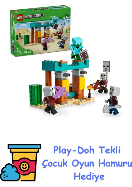 Minecraft Serseri Köylü Çöl Devriyesi 21267 – 7 Yaş ve Üzeri Kız ve Erkek Çocuklar Için Pillager, Vindicatör ve Kaktüs Şövalyesi Içeren Oyuncak Yapım Seti, Rol Ya + Play-Doh Oyun Hamuru
