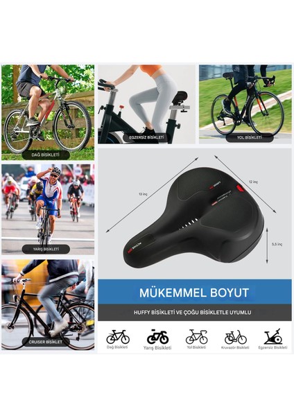 Ultra-Konforlu Bisiklet Koltuk Minderi - Geniş Şok Emici Tasarım ve Ergonomik Tutuş