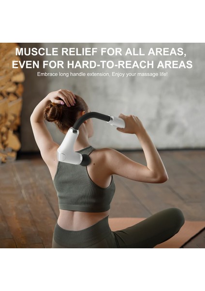 Glr FH-318 Beyaz Uzun Saplı Masaj Tabancası 6 Hızlı Profesyonel Perküsyon Kas Masajı | 4 Başlıklı modelleri