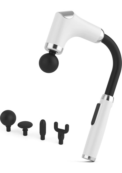 Glr FH-318 Beyaz Uzun Saplı Masaj Tabancası 6 Hızlı Profesyonel Perküsyon Kas Masajı | 4 Başlıklı indirimleri