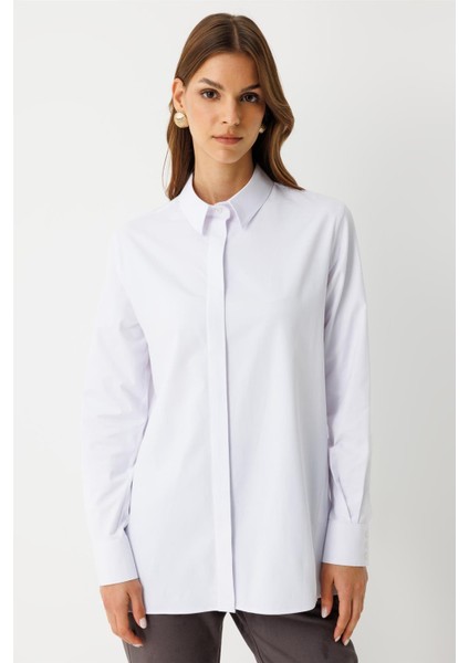 Arkası Dikiş Detaylı Pamuk Gömlek Beyaz fiyatları