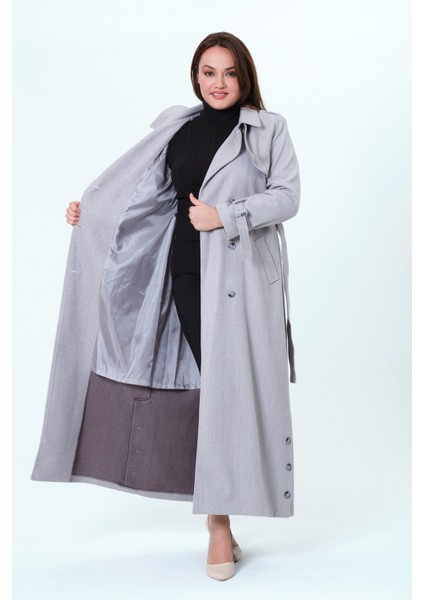 Belur Kadın Büyük Beden Astarlı Tam Boy Ceket Yaka Kaşe Kaban fiyatları