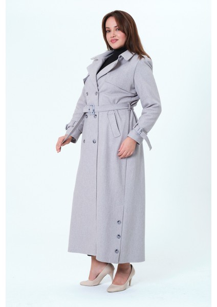 Belur Kadın Büyük Beden Astarlı Tam Boy Ceket Yaka Kaşe Kaban indirimleri