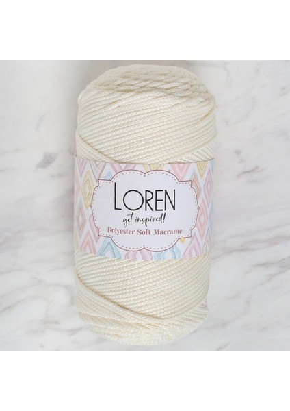 Loren Polyester Soft Macrame Krem El Örgü Ipi - LM003 - 34427