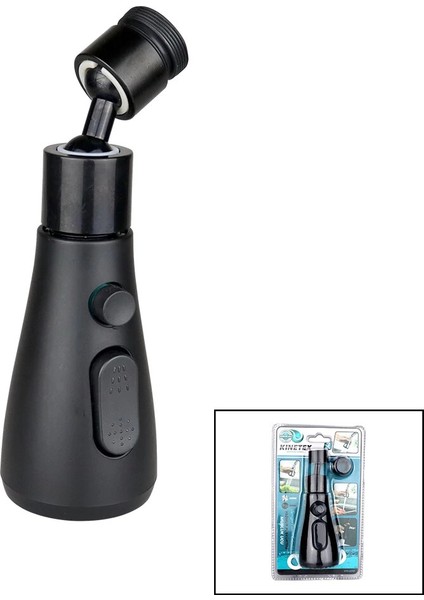 360 Derece Dönebilen- 3 Mod Siyah Yağmur Püskürtme Borulu Kubar Musluk Ucu KTX-3289 (5148)