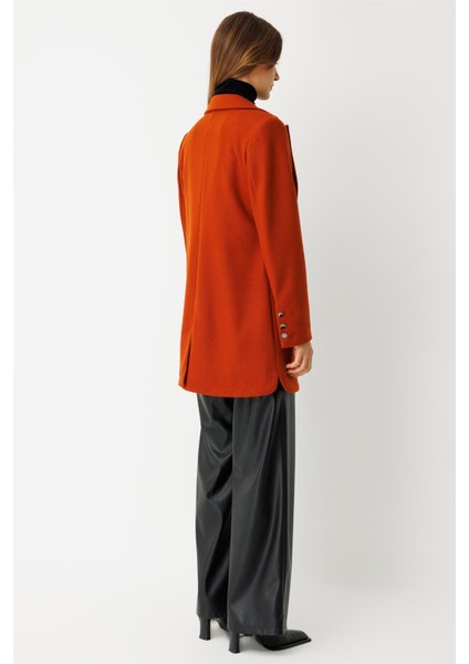Tek Düğmeli Yün Içerikli Keçe Ceket Oranj fırsatları