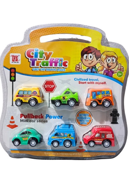 Kartelalı 6'lı Mini Çek Bırak Arabalar Seti