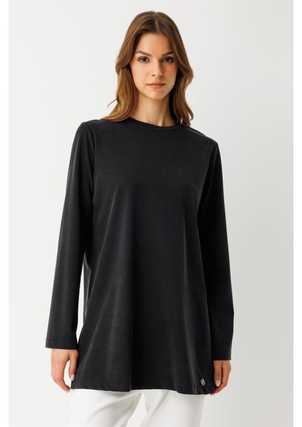 Tencel Kumaş Uzun Kollu Tshirt Siyah fırsatları