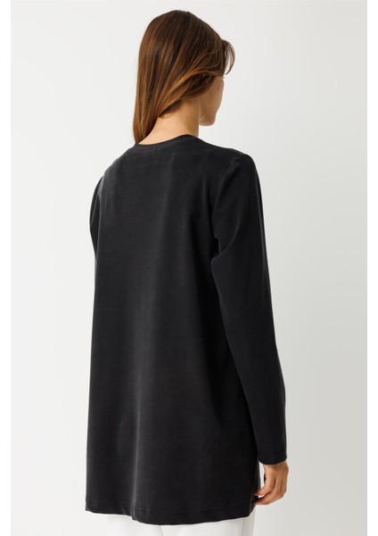 Tencel Kumaş Uzun Kollu Tshirt Siyah indirimleri
