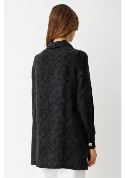 Kendinden Desenli Fermuar Kapamalı Tunik Siyah indirimleri