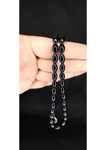 Sürmeli Uçak Camı Tesbih Siyah-Mavi Renkli Beyzi Kesim T-359 indirimleri