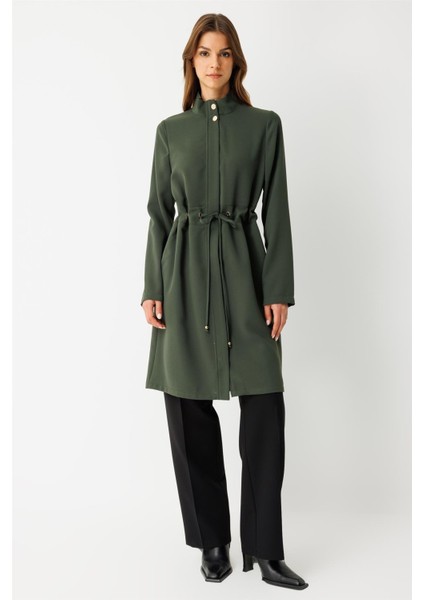 Büzgü Detaylı Giy Çık Tunik Haki