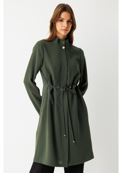 Büzgü Detaylı Giy Çık Tunik Haki modelleri