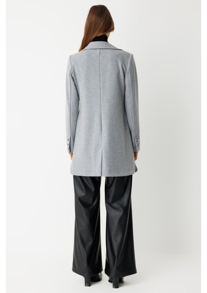 Tek Düğmeli Yün Içerikli Keçe Ceket Gri indirimleri