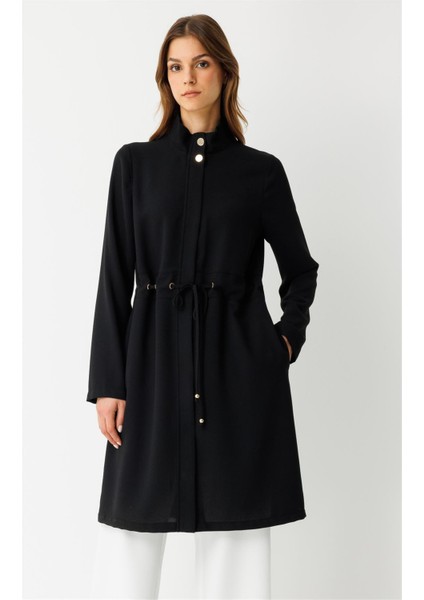 Büzgü Detaylı Giy Çık Tunik Siyah