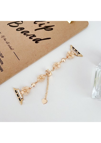 Apple Watch Seri 2 3 4 5 6 7 8 10 Se Ultra Uyumlu 42 44 45 46 49MM Uyumlu Taşlı Çiçek ve Kalp Detaylı Çelik Kordon fiyatları