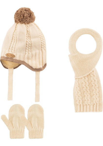 0-18 Ay Erkek Bebek Için Atkı Bere Eldiven Seti
