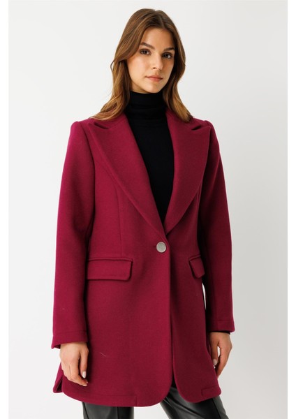 Tek Düğmeli Yün Içerikli Keçe Ceket Mor fiyatları