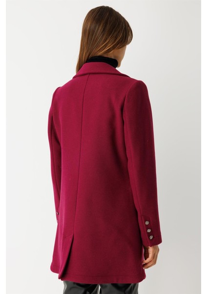 Tek Düğmeli Yün Içerikli Keçe Ceket Mor modelleri