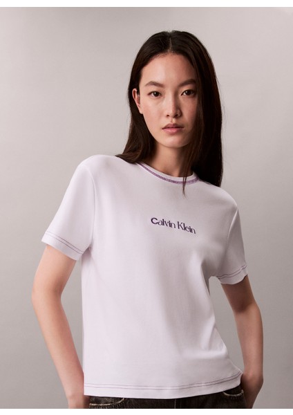 Bisiklet Yaka Düz Beyaz Kadın T-Shirt LV047D213GYAA fırsatları