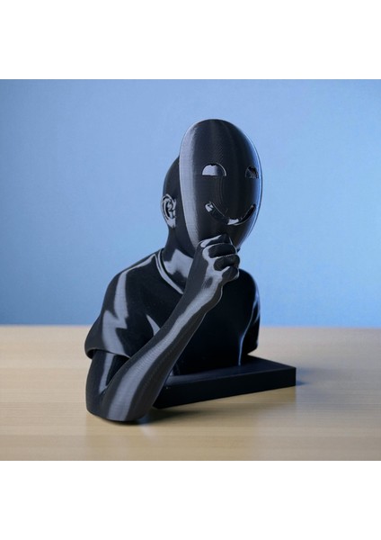 Maskeli Gerçeklik Büstü – Duygusal Konsept Dekoratif Heykel | Modern Sanat Objesi | Kabuk Factory Tasarımı fiyatları